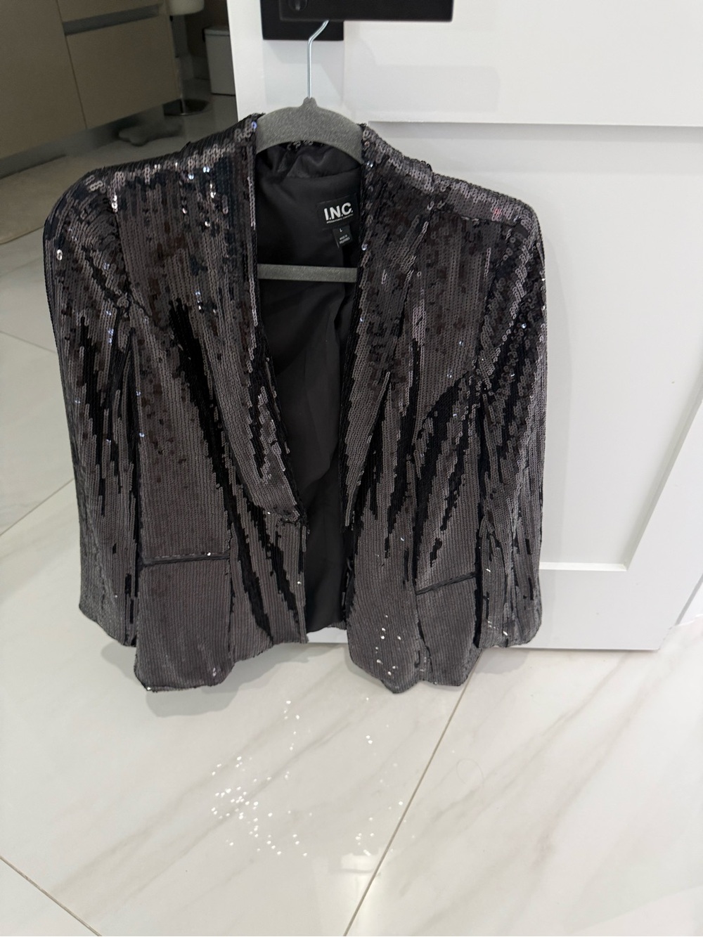 INC International Concepts Charcoal Sequin Blazer
